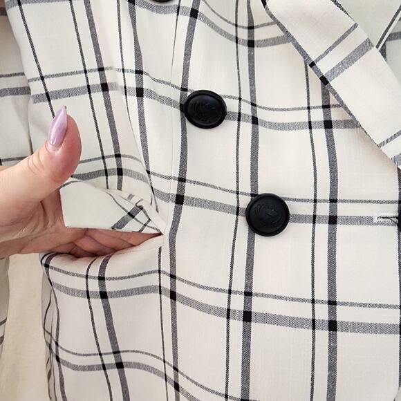 Choosy Blazer Jacket NWT 4 Ivory Cream Plaid Bossgirl Preppy Career Mobwives - Picture 8 of 11